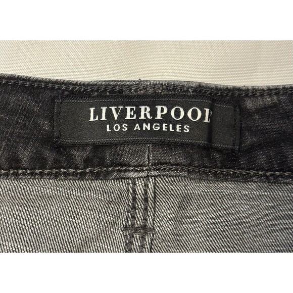 LIVERPOOL Los Angeles The Crop Flare Jeans Women 27/4 Black Stretch Dark Denim - Picture 6 of 15